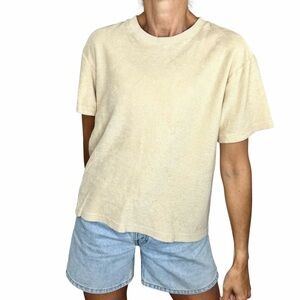 NN07 Denmark minimalist Jorah Tee cream crew neck terry towel boxy t shirt S